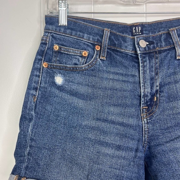 Gap Denim Intentionally Distressed Rolled Cuff 5 Pocket Jean Shorts SZ 27 - Picture 1 of 7